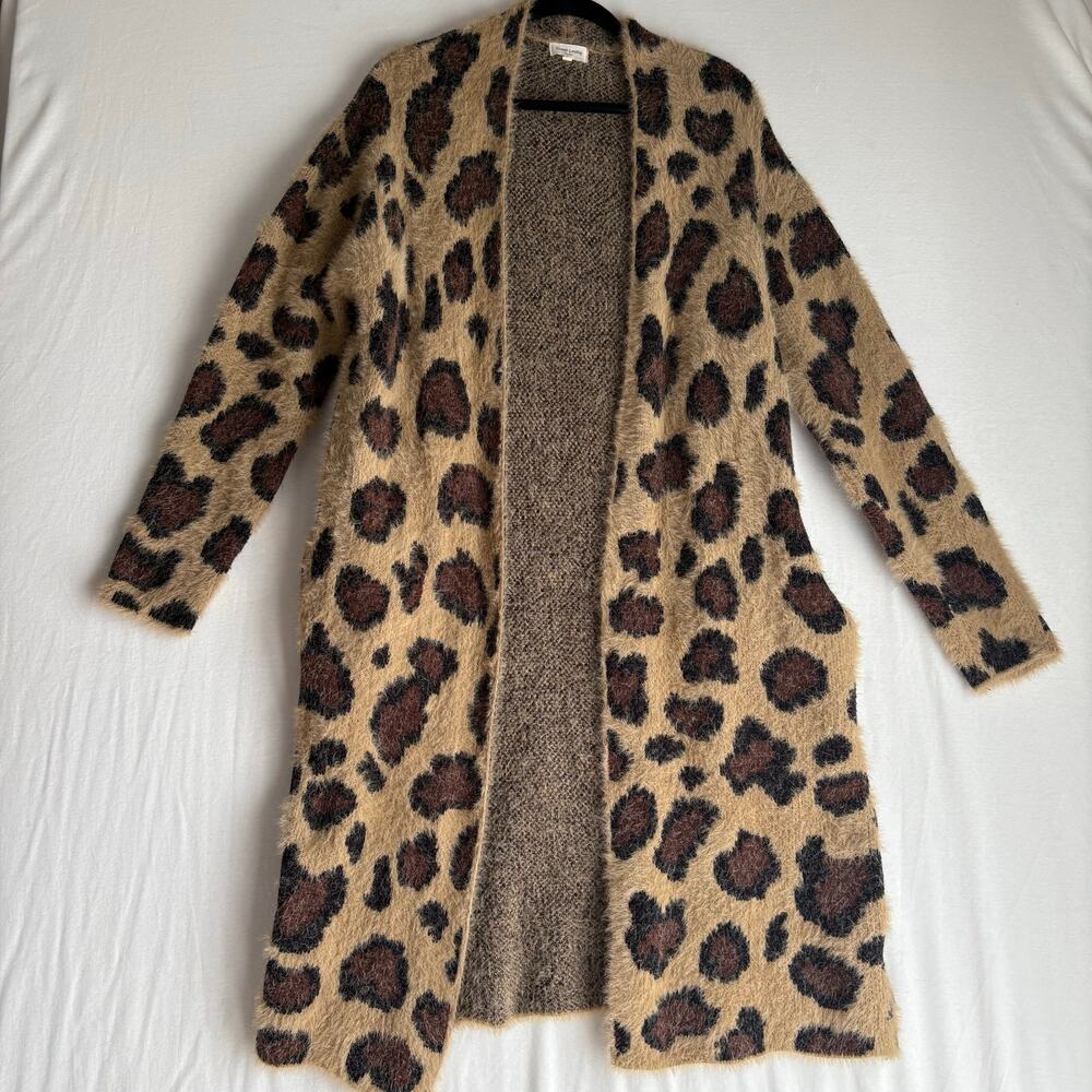 Sweet Lovely by Jen Leopard Print Long Cardigan Duster XL/2XL – Fuzzy Soft